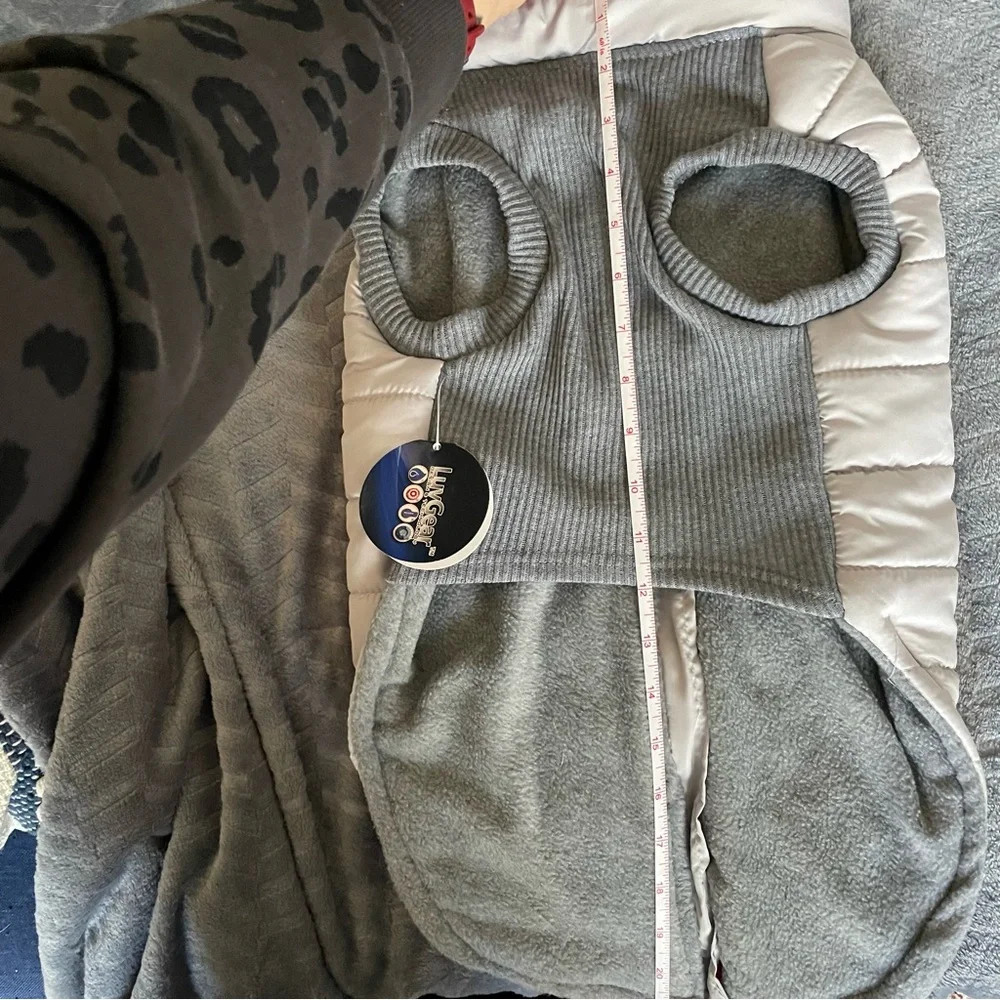 Cute Light Grey with Hot Pink Zippers Winter Dog Coat with Cold Alert Technology - Picture 10 of 12